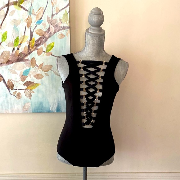 NUDE BEAUTIFUL 🖤BLACK🖤 BODYSUIT SIZE SMALL 🌟LIKE NEW🌟 - Picture 2 of 14